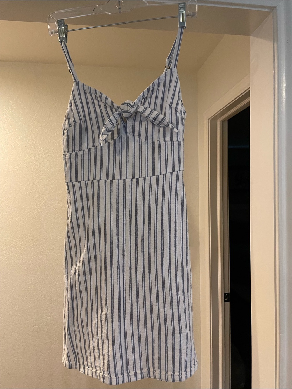 Abercrombie & Fitch Blue and White Striped Tie-Front Sundress